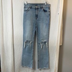 Light Blue Distressed Women's Jeans by INC Highrise Flare